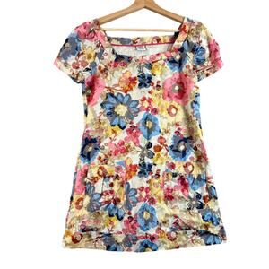 Vintage Esprit Mini Dress A Line Watercolor Floral Cap Sleeve 6 M Medium 90s Y2K